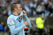 Iago Aspas tras marcar.-