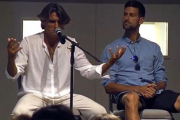 Pepe Imaz (izquierda) y Novak Djokovic, en una charla espiritual en Marbella.-BEN JONES