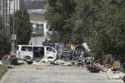 Ataque terrorista con carro bomba en Kabul.-AP