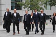 Los exconselleres, a su llegada a la Audiencia Nacional para declarar ante la jueza Carmen Lamela. /-JUAN MANUEL PRATS