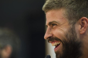 Gerard Piqué, durante la rueda de prensa de este sábado.-JORDI COTRINA