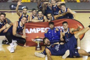 Los jugadores del UBU Tizona celebran el título de Copa conseguido en León.-FBCYL