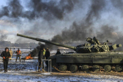 Militares ucranianos en la región de Chernihiv.