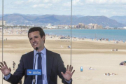 Pablo Casado, en su penúltimo mitin de la campaña, en Valencia.-MIGUEL LORENZO