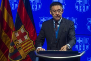 Josep Maria Bartomeu, el pasado domingo durante la asamblea de compromisarios.-JORDI COTRINA