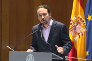 Pablo Iglesias, durante la toma de posesión del cargo de vicepresidente segundo.-EUROPA PRESS