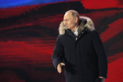 El presidente ruso, Vladímir Putin, durante un acto de su campaña electoral el pasado domingo 18 de marzo en Moscú-EFE