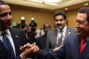 Encuentro entre Obama y Chávez en 2009 en Trinidad y Tobago.-Foto:   EFE / ALFONSO OCANDO
