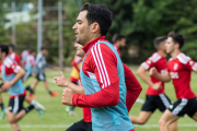 Andy, durante un entrenamiento con el Burgos CF. BURGOS CF