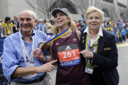 Kathrine Switzer, en la meta de Boston.-ELISE AMENDOLA / AP