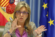 La delegada del gobierno en Castilla y León, María José Salgueiro, durante la comparecencia.-Ical