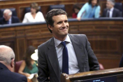 Pablo Casado, este martes en el Congreso, durante el debate de investidura.-DAVID CASTRO