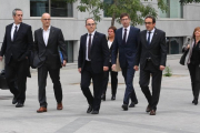 Siete de los consellers cesados a quienes la jueza Carmen Lamela ordenó prisión provisional.-JUAN MANUEL PRATS
