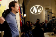 Pablo Iglesias, este jueves, en el coloquio que ha ofrecido en el Hotel Ritz de Madrid.-JUAN MANUEL PRATS