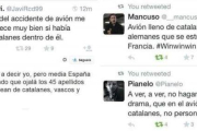 Algunos ejemplos de tuits catalanófobos tras la tragedia de Germanwings.-