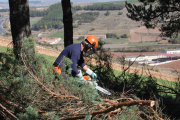 Uno de los trabajadores en las tareas que se han desarrollado en los últimos meses en el cerro de San Miguel.-ECB