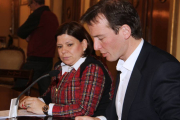 Borja Suárez estuvo acompañado en su comparecencia de ayer por la diputada provincial Carmen Mateos-ECB