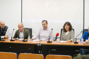 Fernando de la Varga, Óscar Rabanal, Luis Mata, Ana Mastral e Ivonne Munguía en la presentación de 'Hostelería por el Clima' en Burgos. SANTI OTERO