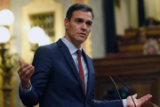 Pedro Sánchez en su última intervención de la legislatura ante el Congreso.-EFE / JP GANDUL