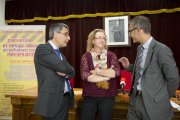 Inauguración de las charlas 'Prevenir el riesgo laboral: un esfuerzo común necesario', presidido por el vicerrector de Promoción y Coordinación de la Universidad de Salamanca, José Ángel Domínguez Pérez (I). En la imagen, Carmen Campelo, secretaria de sal-Ical