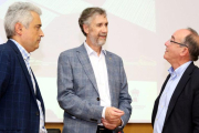 Mariscal, Pérez Materos y González, ayer en la Politécnica durante la presentación del nuevo máster.-UBU