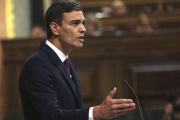 El Presidente del Gobierno y Secretario General del PSOE, Pedro Sanchez, en el Congreso de los Diputados.-DAVID CASTRO