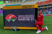 Carrillo posa en el estadio de Nairobi, INSTAGRAM DE LUCÍA CARRILLO