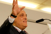 Javier Tebas, en un acto de la LFP en Madrid.-JUAN MANUEL PRATS