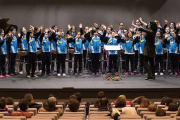 Los escolares que han participado en Cantania acuden a sesiones musicales previas con profesionales.-