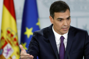 Pedro Sánchez, durante la rueda de prensa que ha ofrecido tras el Consejo de Ministros.-EMILIO NARANJO