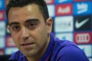 Xavi Hernández en rueda de prensa para anunciar que marcha de la institución azulgrana al término del ejercicio, este jueves.-Foto: JORDI COTRINA