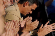 Pedro Sánchez, durante el mitin de cierre de campaña en Madrid, el pasado viernes.-JOSÉ LUIS ROCA