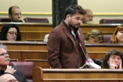 Gabriel Rufián durante su intervención en la sesión de control.-JUAN MANUEL PRATS