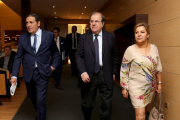 Presentación del IV Plan de Salud de Castilla y León con la intervención del presidente de la Junta, Juan Vicente Herrera. Junto a él, la vicepresidenta de la Junta, Rosa Valdeón, y el consejero de Sandidad, Antonio Sáez.-ICAL