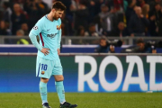 Messi, el día de la fatídica eliminación en Roma que acabó con sus aspiraciones en el premio de la UEFA.-REUTERS / TONY GENTILE