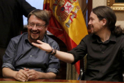 Pablo Iglesias ha bromeado con el registro del maletero del taxi de Domènech, considerándolo más propio de Mortadelo y Filemón.-JOSÉ LUÍS ROCA (ARCHIVO)