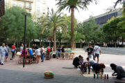 El patio de la Escola del Treball de Barcelona, este sábado por la mañana.-PATRICIA CASTÁN