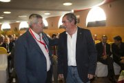 El secretario general de la Unión de Pequeños Agricultores, Lorenzo Ramos, y el secretario general de UPA Zamora, Aurelio González, inauguran en Zamora el sexto congreso del sindicato agrario-Ical