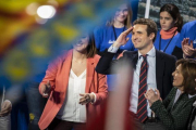 El presidente del PP, Pablo Casado, en un acto de partido en Valencia.-MIGUEL LORENZO