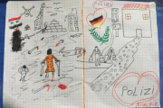 Dibujo de un niño refugiado sirio que ha enternecido a la policía de Passau (Baja-Baviera).-TWITTER / @BPOL_BY
