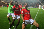 Molina, del Nàstic, celebra un gol ante el Alavés, en la última jornada de la pasada temporada de Segunda División.-Jaume Sellart