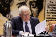 El ministro de Asuntos Exteriores, Josep Borrell, durante su comparecencia ante la Comisión de Asuntos Exteriores del Senado.-ZIPI (EFE)
