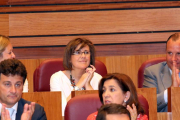 María del Mar Angulo,durante el Pleno extraordinario de las Cortes para la designación de los senadores en representación de la Comunidad-Ical