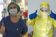 Madre e hija posan en sus respectivos centros hospitalarios. ECB