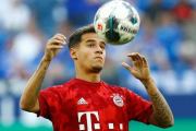 Coutinho controla un balón en el partido de su debut con el Bayern.-