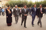 Rico (centro) acompañado por Carriedo y Fernández-Mardomingo durante la celebración del Día de la Provincia en Belorado.-G. G.