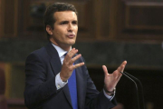 Pablo Casado justifica su ’no’ a Sánchez en el debate de investidura.-DAVID CASTRO