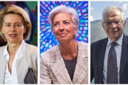 De izquierda a derecha, Ursula von der Leyen, nueva presidenta de la Comisión Europea, Christine Lagarde, presidenta del BCE, y Josep Borrell, jefe de la diplomacia europea.-