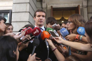Casado hace declaraciones a la prensa tras su reunión con las asociaciones de jueces y fiscales.-DAVID CASTRO