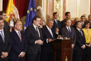 Los presidentes del Congreso y Senado en la última reunión de las Cortes, para celebrar el día de la Constitución.-JUAN MANUEL PRATS